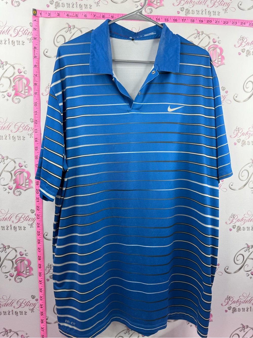 Nike polo shirt stripes Blue and White Striped Polo Shirt